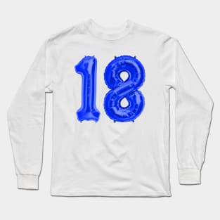 Blue 18th Birthday Metallic Helium Balloons Numbers Long Sleeve T-Shirt